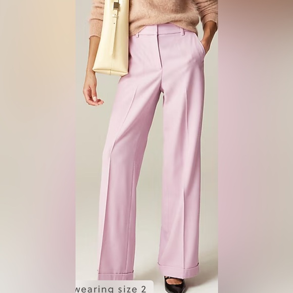 NWOT JCrew Cuffed wide-leg trouser pant in wool blend - Picture 1 of 7